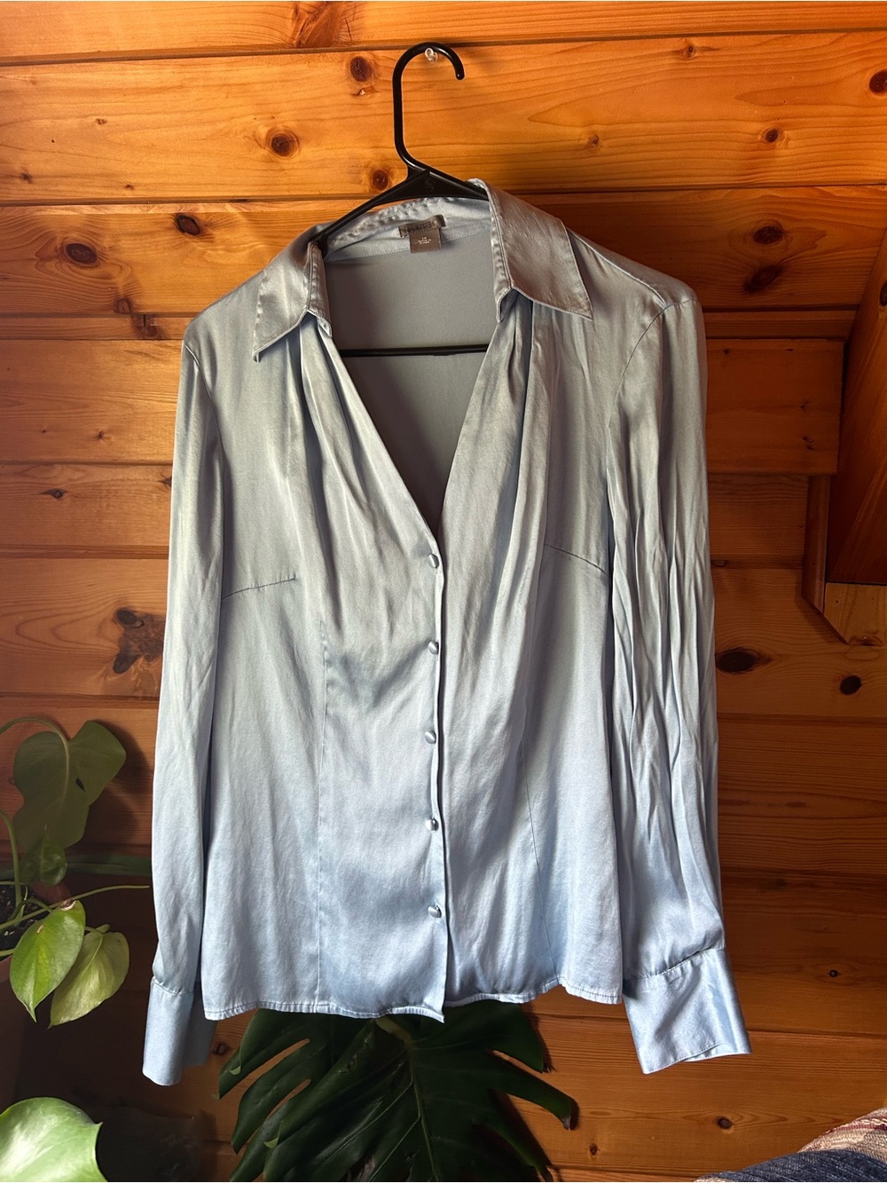 Light Blue Silk Button-Up Shirt